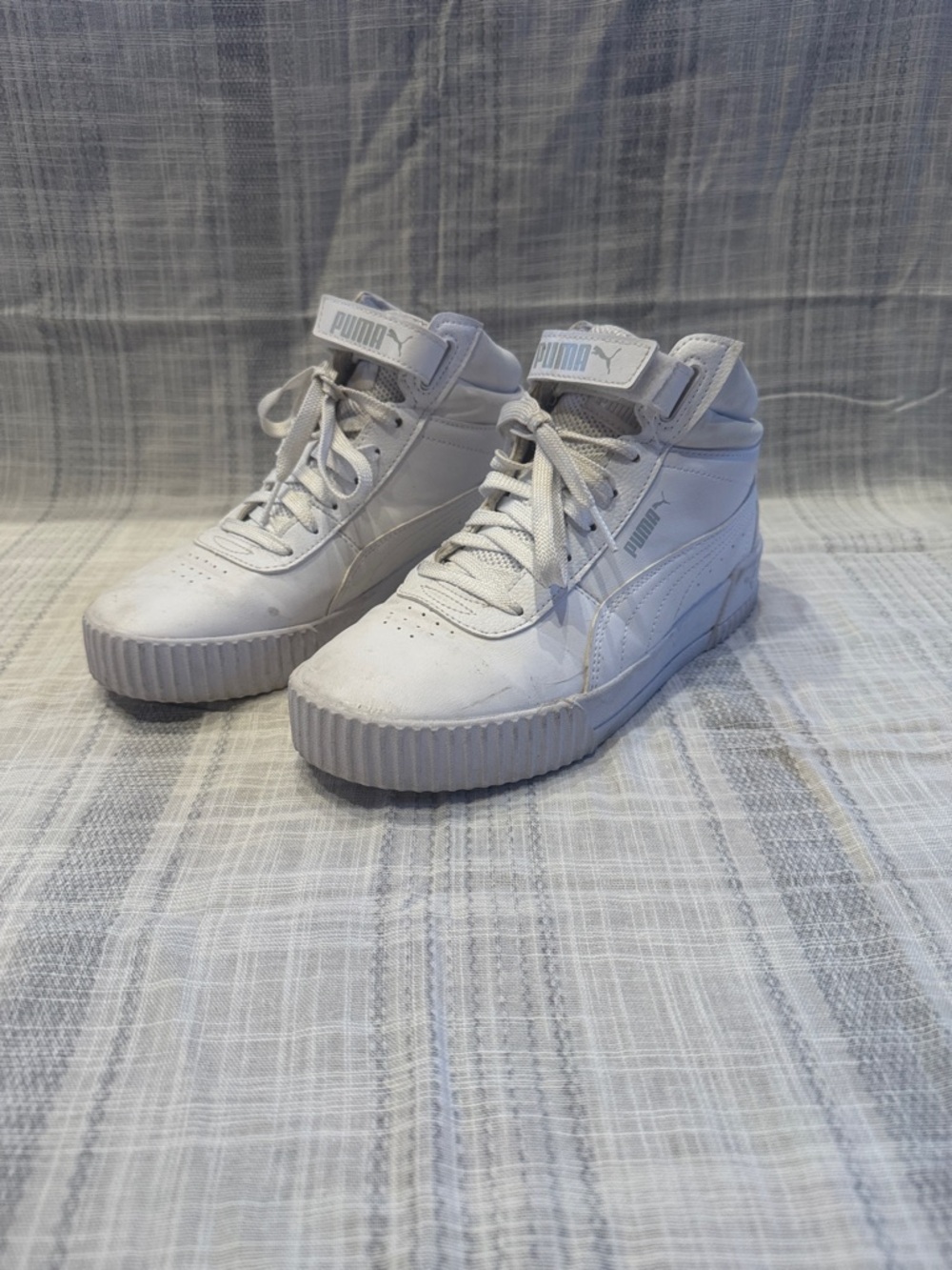 Puma White High-Top Lace-Up Sneakers with Ankle Strap